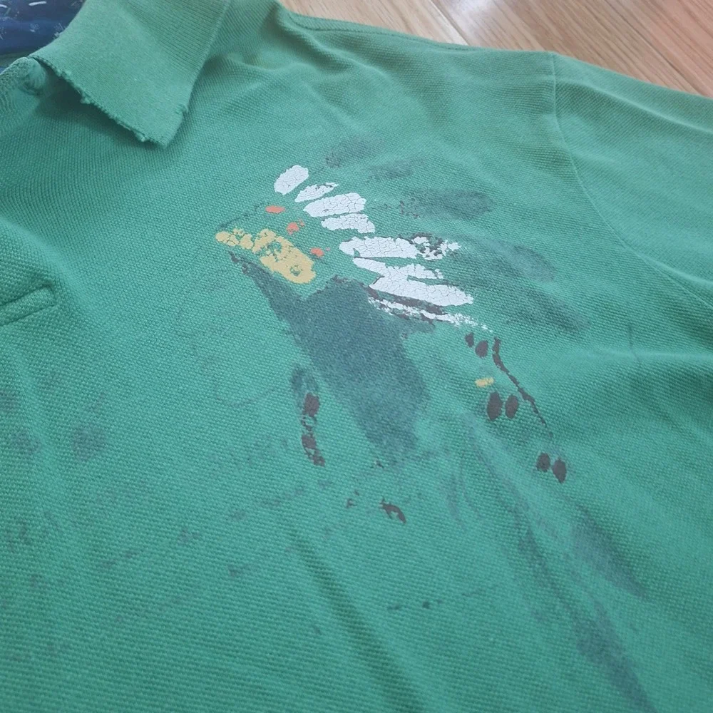 Polo Ralph Lauren Custom Fit Vintage Native American Graphic Polo Green XL